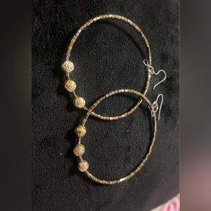 Elegant Gold and Brown handmade Hoop Earrings